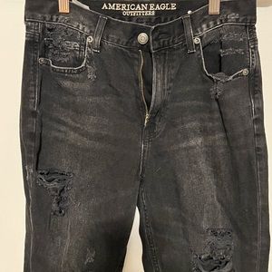 Black distressed American Eagle Mom High Waisted jeans